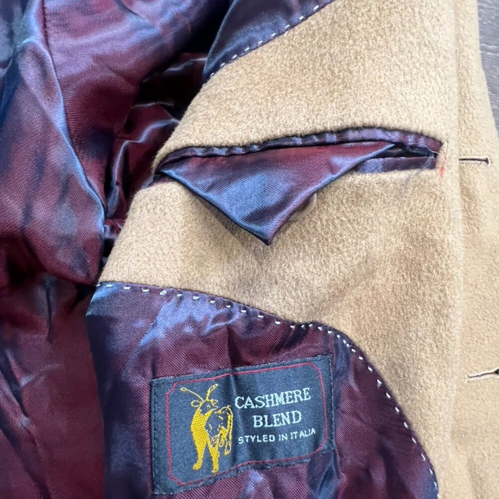 Riccardo Fazzi Cashmere Wool Blend Single Breast Men's Camel Coat 3XL - Picture 4 of 15